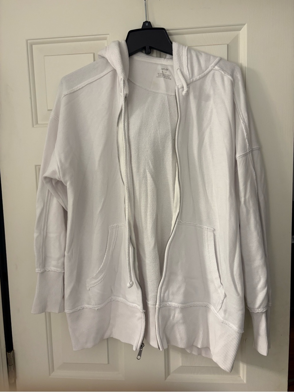Aerie White Full Zip Hoodie Sweatshirt